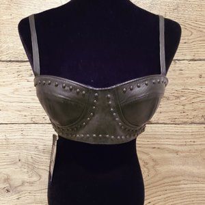 Black Leather Crop Top